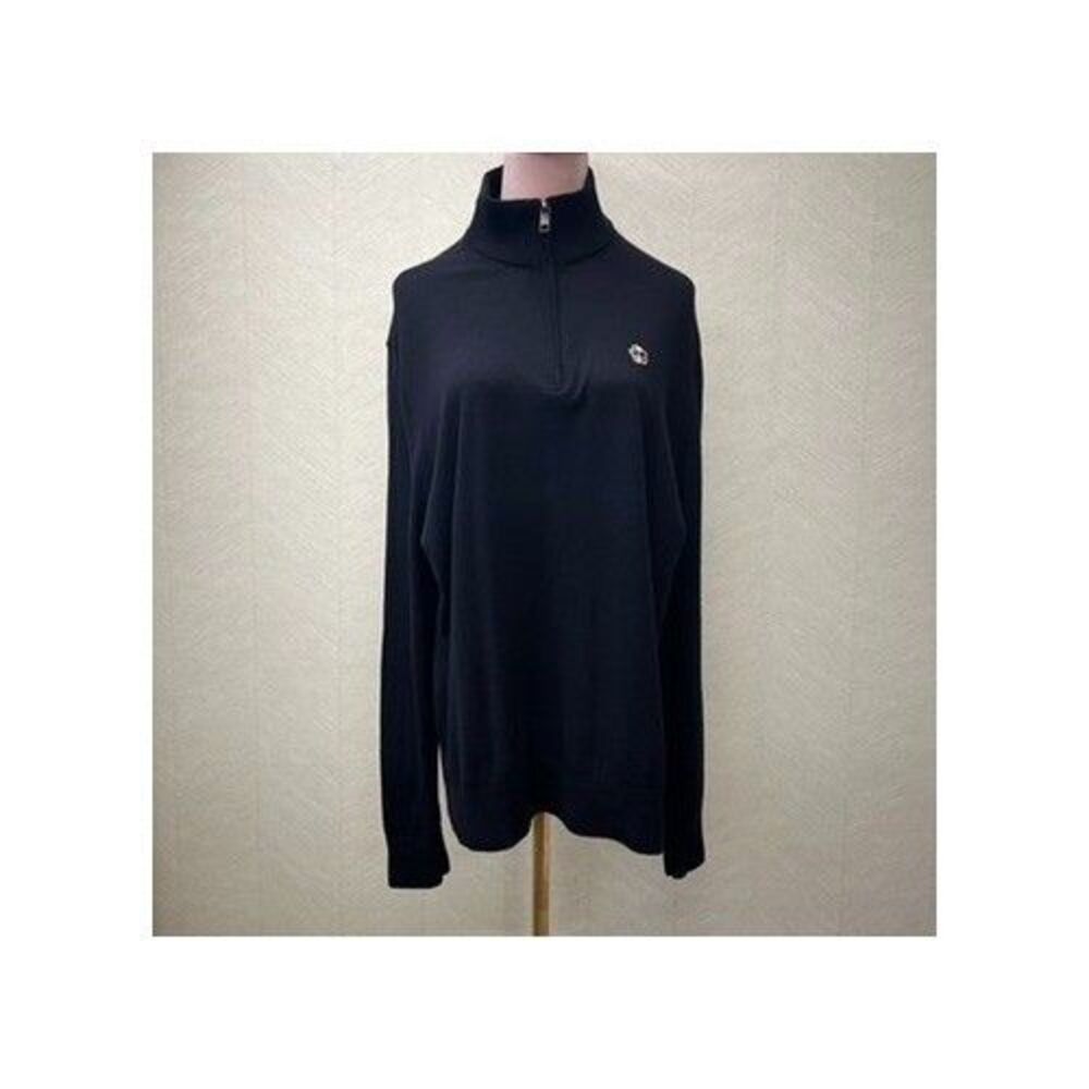 Ted Baker Long Sleeve Embroidered Logo Tooting 1/4 Zip Black Sweater Mens 3XL